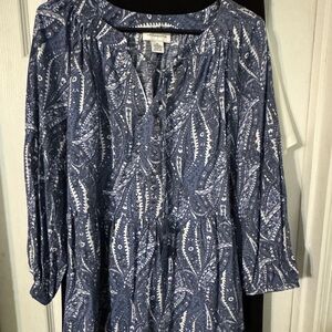 Liz Claiborne Blue Patterned Blouse